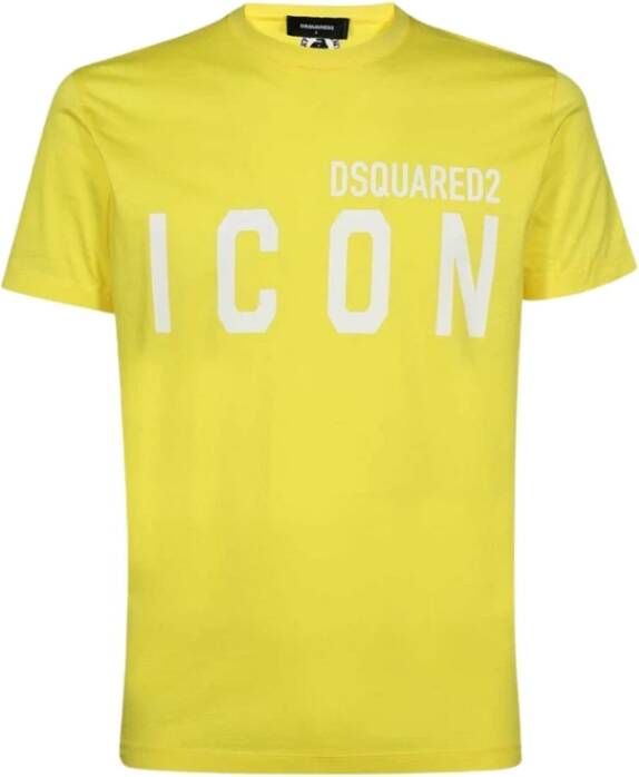 Dsquared2 Icon Print Logo T-Shirt Yellow Heren