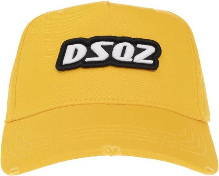 Dsquared2 Handtekening Baseballpet met Gesp Sluiting Yellow Unisex