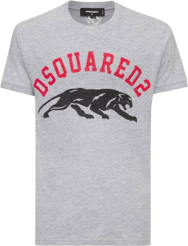 Dsquared2 Heren T-shirt in grijs met iconisch logo en comfortabele pasvorm Grijs Heren