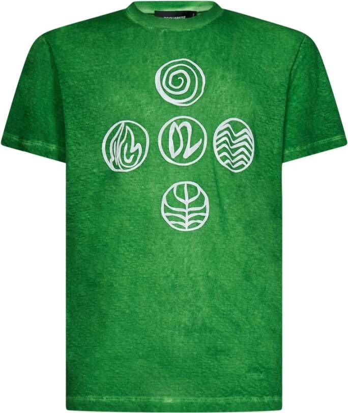 Dsquared2 Groen Geribbeld Crewneck T-Shirt Green Heren