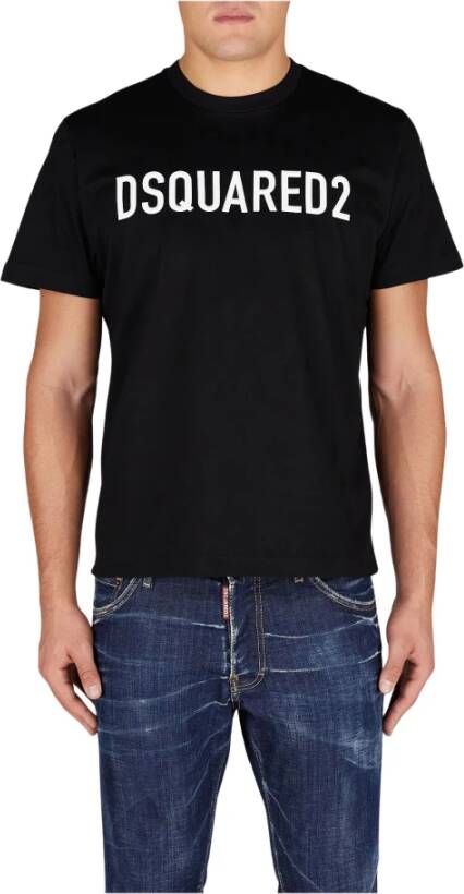 Dsquared2 Opvallend Logo T-shirt Minimalistisch Ontwerp Black Heren