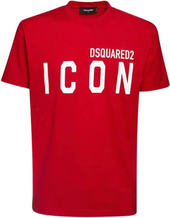 Dsquared2 Rood Bedrukt Logo T-Shirt Red Heren