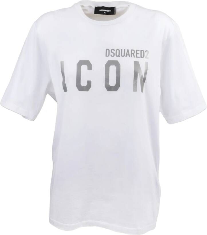 Dsquared2 Elegante Dames Katoenen T-Shirt met Iconisch Logo White Dames