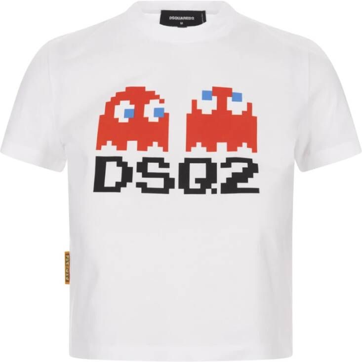 Dsquared2 Pac-Man Samenwerking Wit T-shirt White Dames