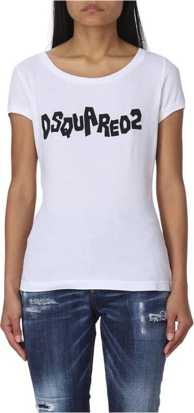 Dsquared2 Logo Print T-Shirt White Dames