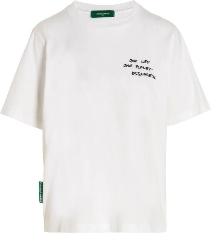 Dsquared2 Witte Geborduurde Katoenen T-shirt voor Dames White Dames