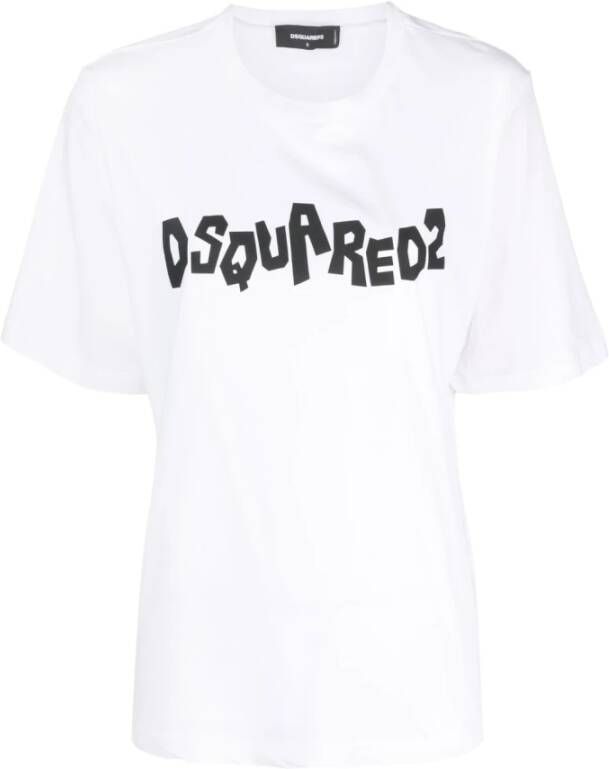 Dsquared2 Logo Bedrukt T-Shirt White Dames