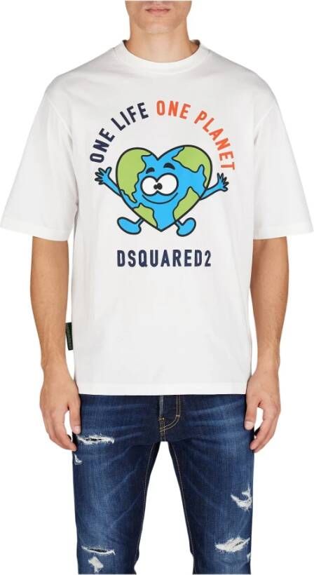 Dsquared2 One Life One Planet collectie T-shirt Wit Heren