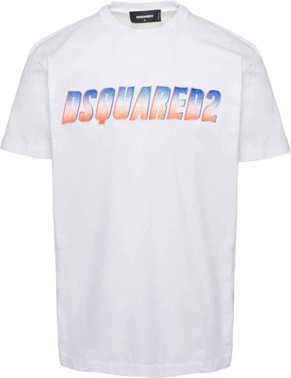 Dsquared2 Logo-Print Katoenen T-Shirt in Wit White Heren