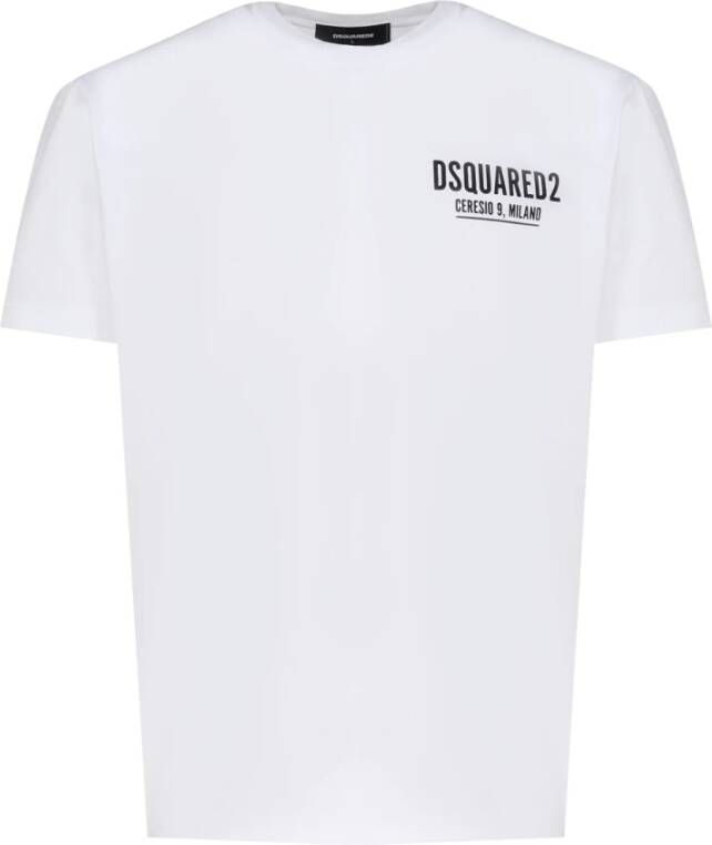 Dsquared2 Witte Katoenen T-shirt met Grafische Print White Heren