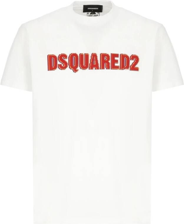 Dsquared2 Witte Katoenen T-shirt met Logo Print voor Heren Wit Heren