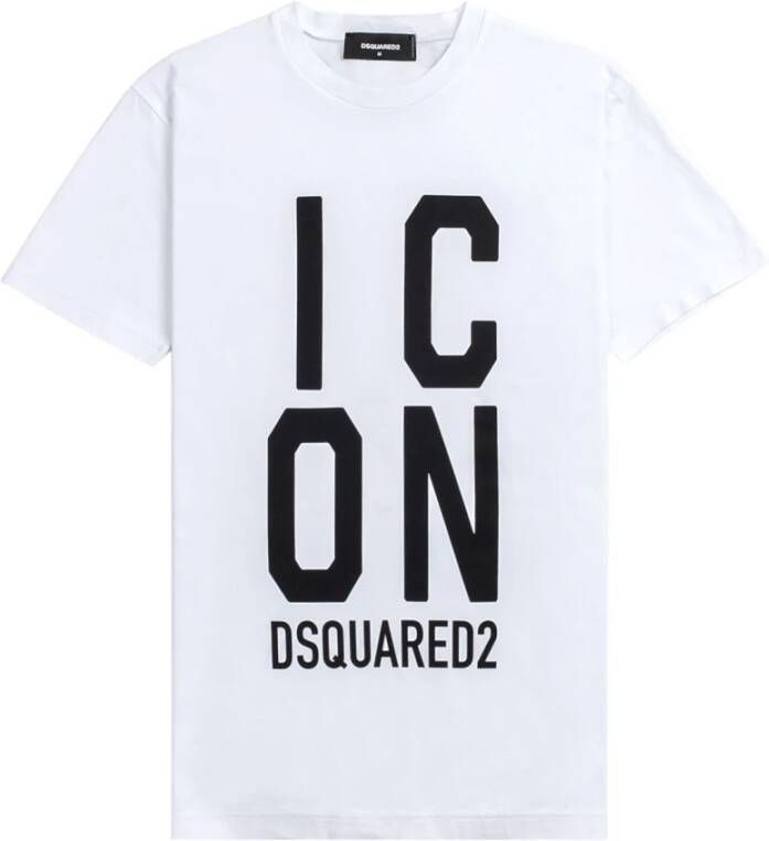 Dsquared2 Witte Icon Squared Cool Shirt met Logo White Heren