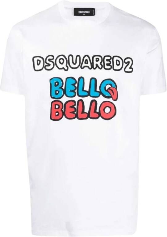 Dsquared2 Logo Print Katoenen T-Shirt White Heren