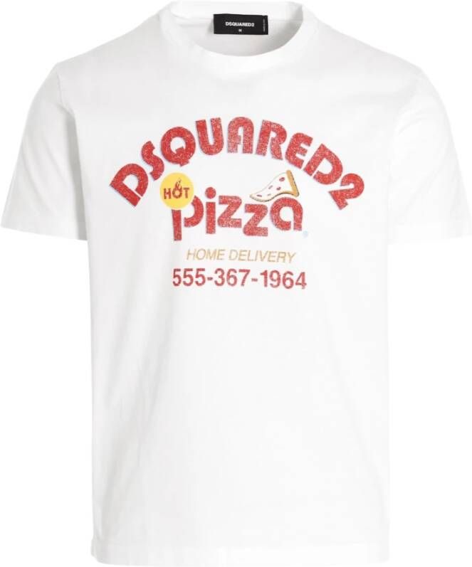 Dsquared2 Heren Grafische Print Katoenen T-Shirt White Heren