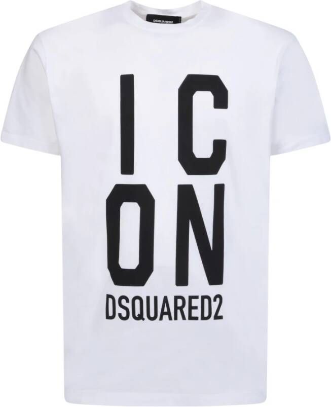 Dsquared2 Witte Icon Squared Cool Shirt met Logo White Heren