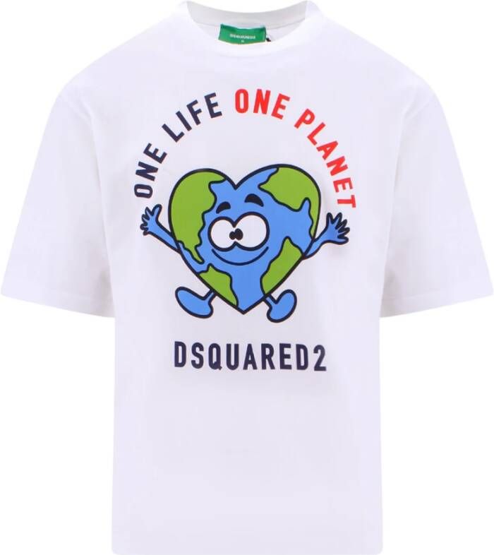 Dsquared2 One Life One Planet collectie T-shirt Wit Heren