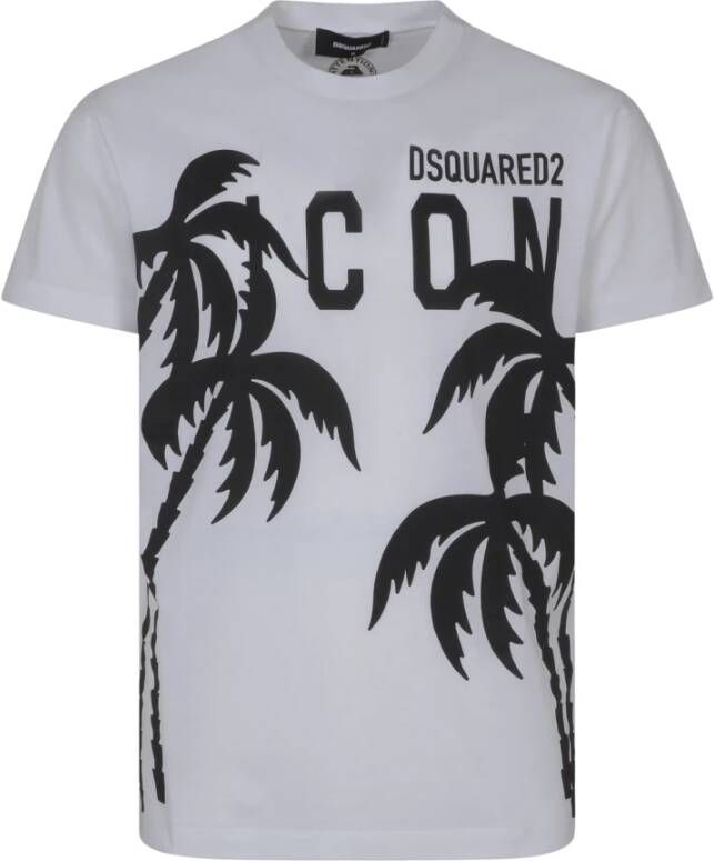 Dsquared2 Icon Palms T-shirt Wit White Heren