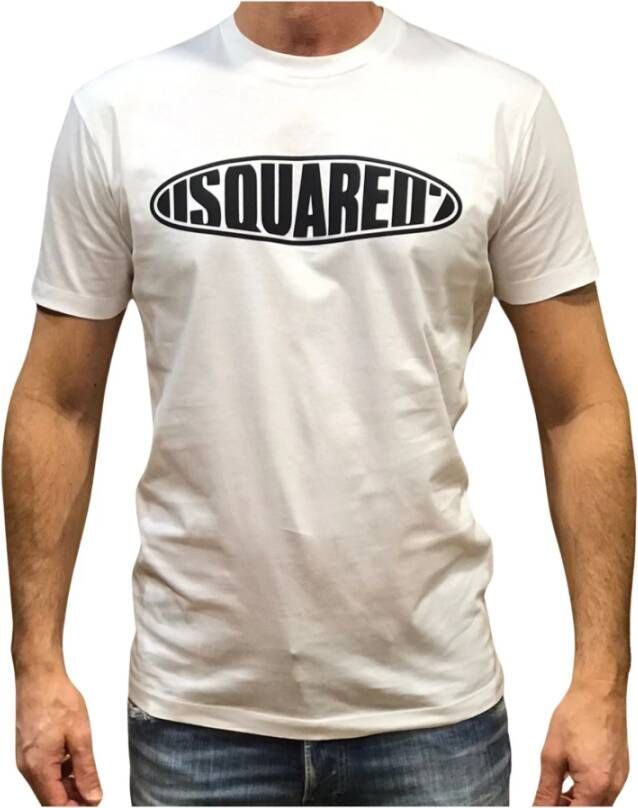 Dsquared2 Heren Katoenen T-Shirt Logo Print S74Gd1097 White Heren