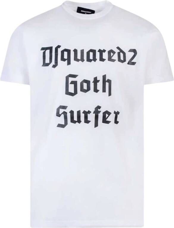 Dsquared2 Goth Surfer T-Shirt met Contrasterende Print White Heren