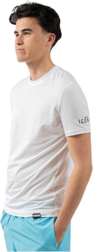 Dsquared2 Witte Stretch Katoenen T-shirt met Icon Print White Heren