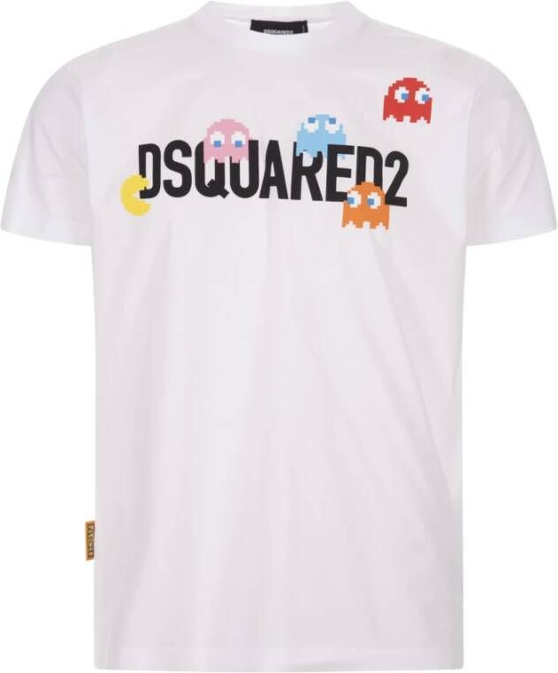 Dsquared2 Pac-Man Grafisch Logo T-shirt White Heren