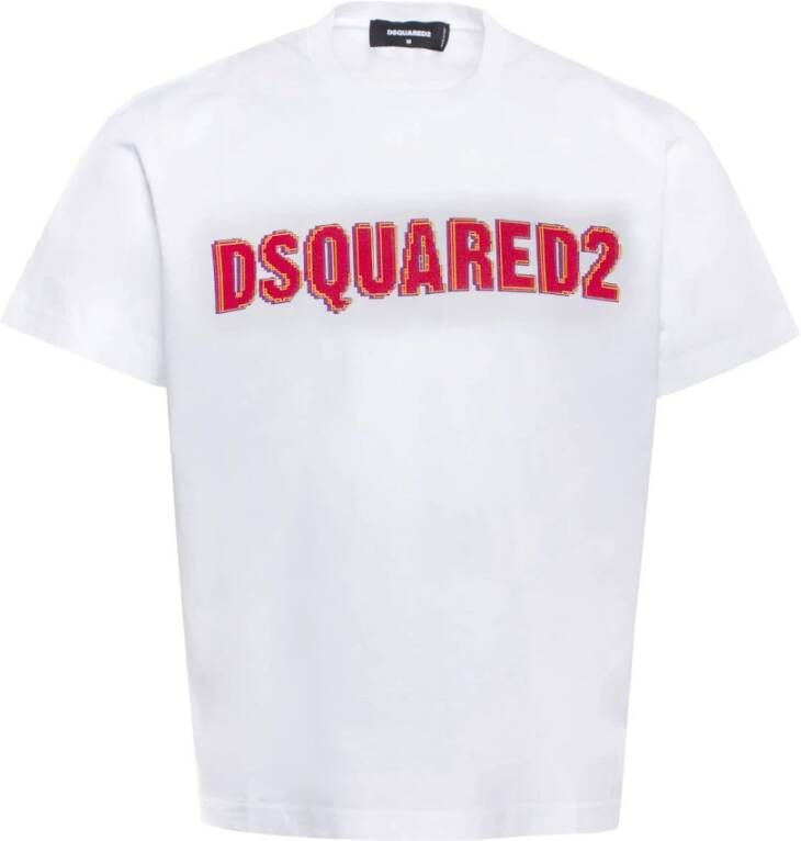 Dsquared2 Heren Wit Logo Print T-shirt White Heren