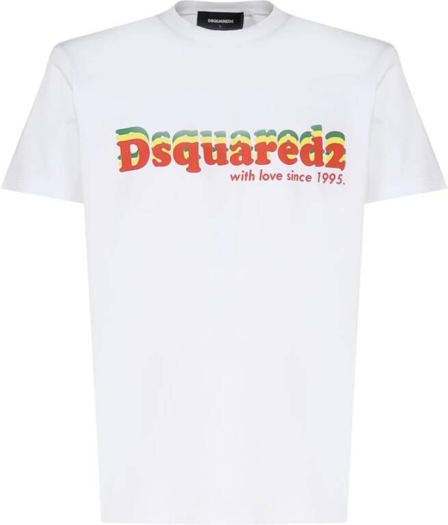 Dsquared2 Witte Katoenen T-shirt met Voorkant Print White Heren