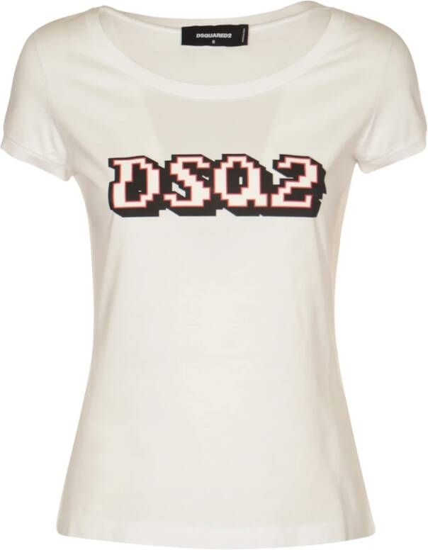 Dsquared2 Witte Scoop Tee T-shirts en Polos White