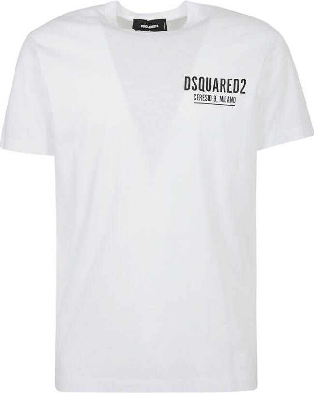 Dsquared2 Witte Heren T-shirt met Ronde Hals en Frontaal Logo White Heren