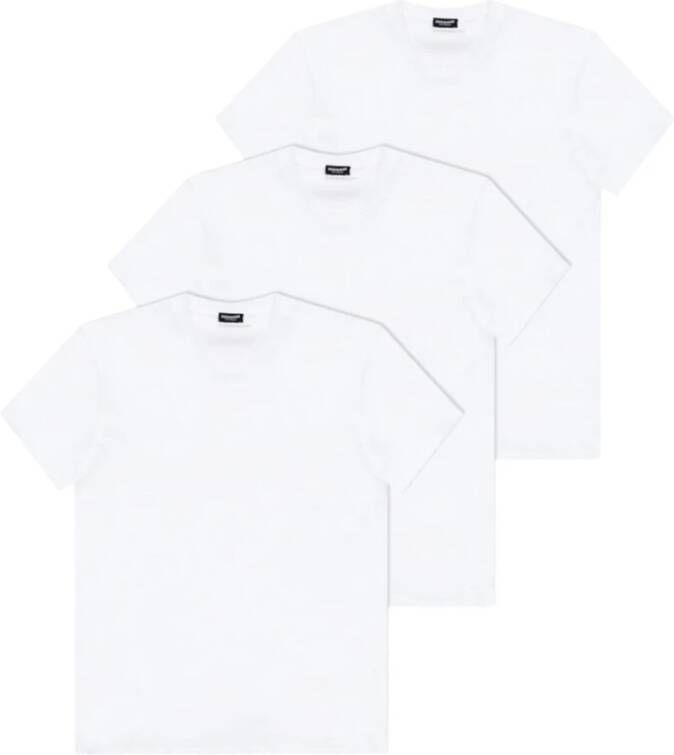 Dsquared2 Witte Katoenen T-shirt met Korte Mouwen en Logo White Heren
