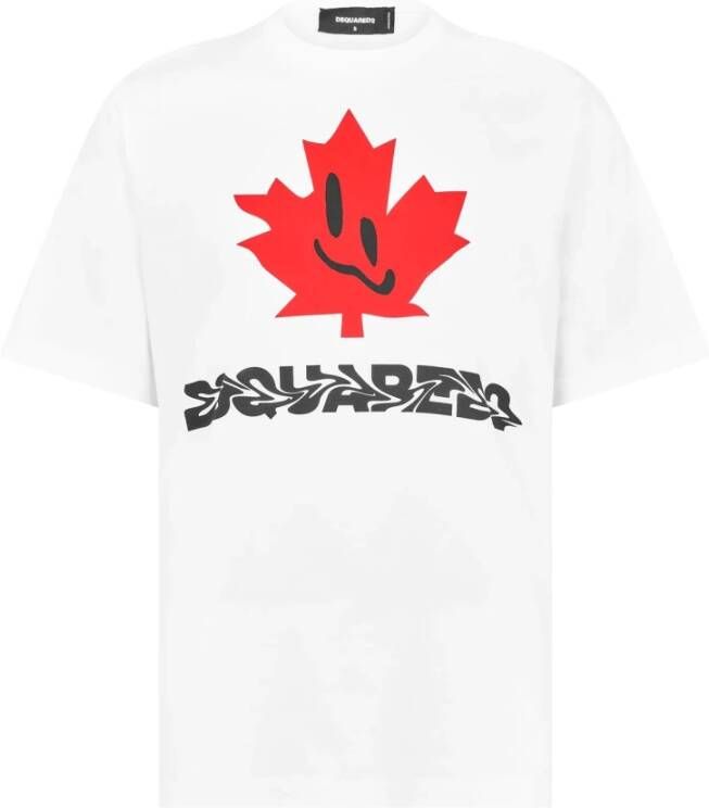 Dsquared2 Logo Print Crewneck T-Shirt White Heren