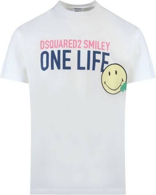 Dsquared2 One Life One Planet Smiley T-Shirt White Heren