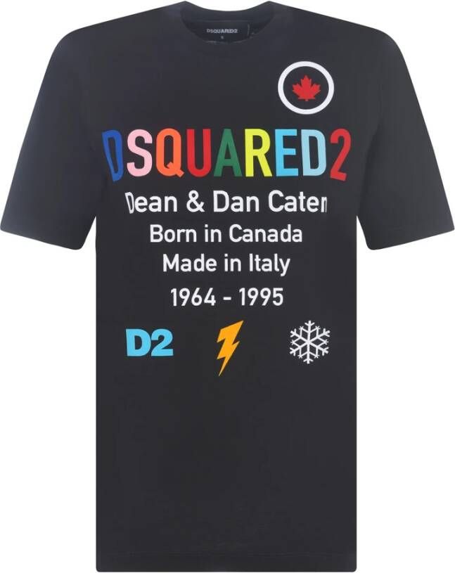 Dsquared2 Gedurfde Slouch T-shirt met Oversized Print Black Heren