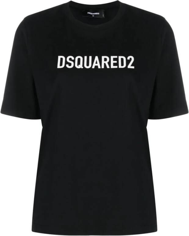 Dsquared2 Logo-Print T-shirt en Polo in Zwart Black Dames