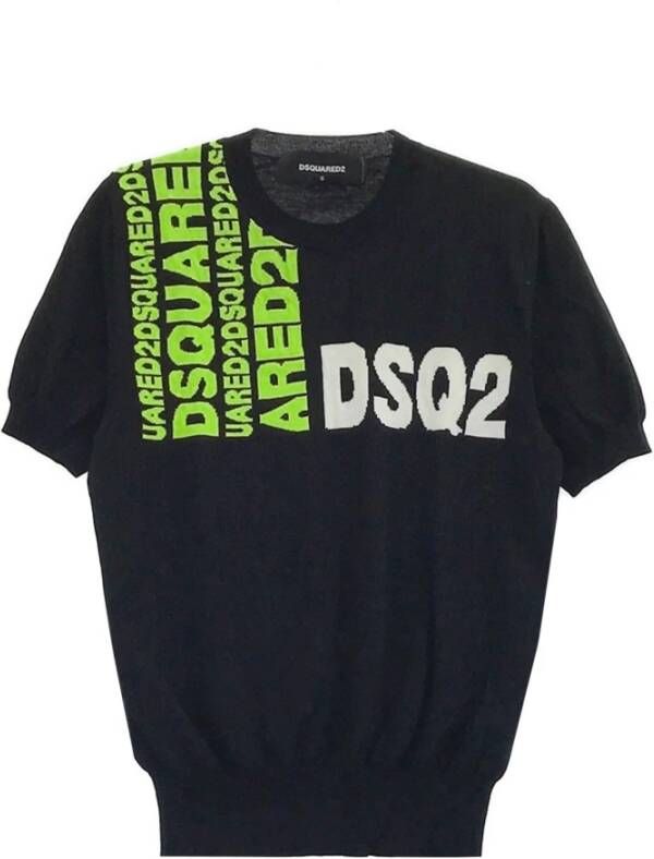 Dsquared2 Gebreid T-shirt met contrastlogo Black Heren