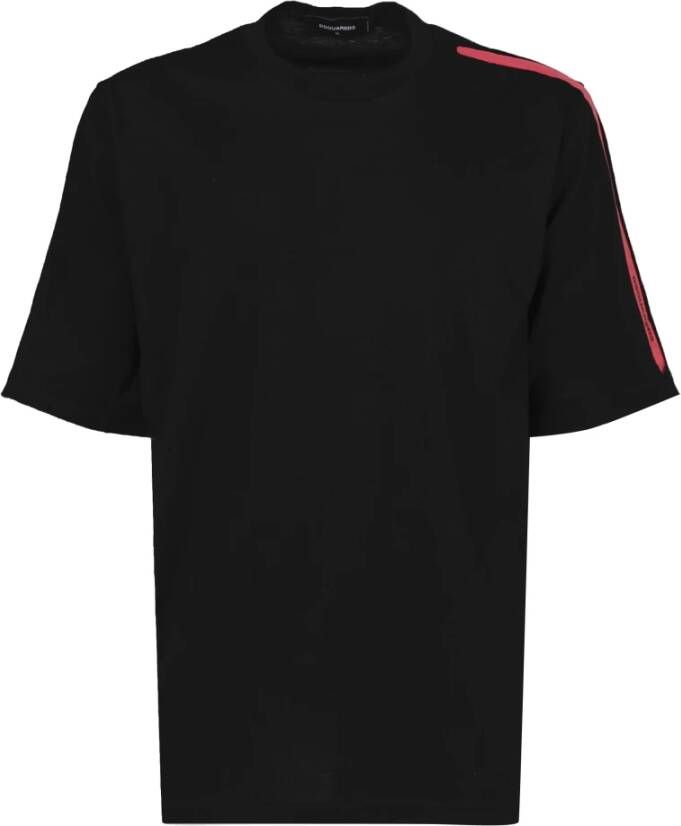 Dsquared2 Coole Roze Gestreepte T-Shirt voor Heren Zwart Heren