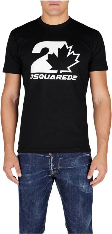 Dsquared2 Stijlvolle zwarte katoenen logo print T-shirt voor heren Black Heren