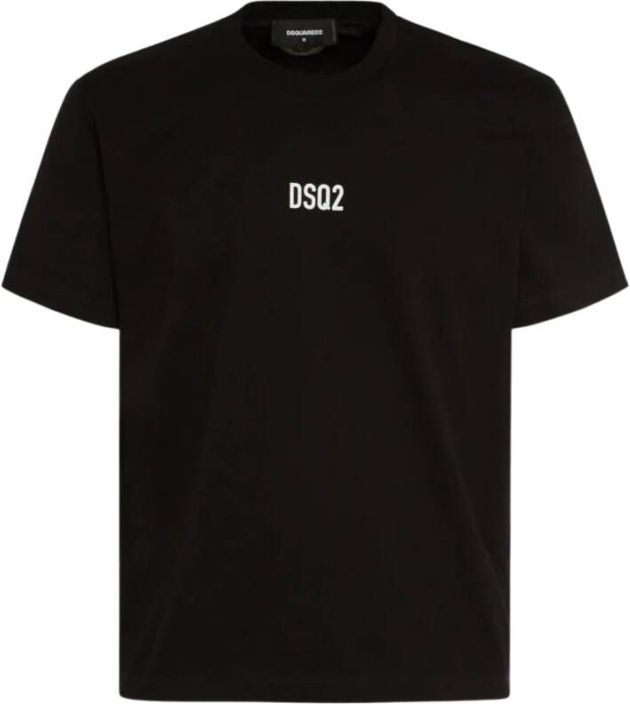 Dsquared2 Zwarte T-shirts en Polos met Mini Lettering Print Black Heren