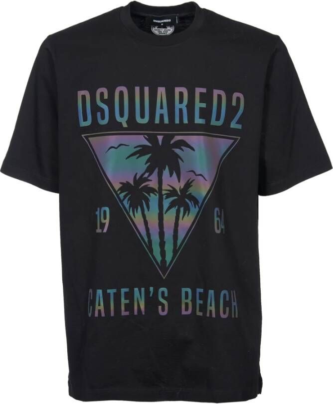 Dsquared2 Grafisch Bedrukt T-Shirt Zwart Black Heren