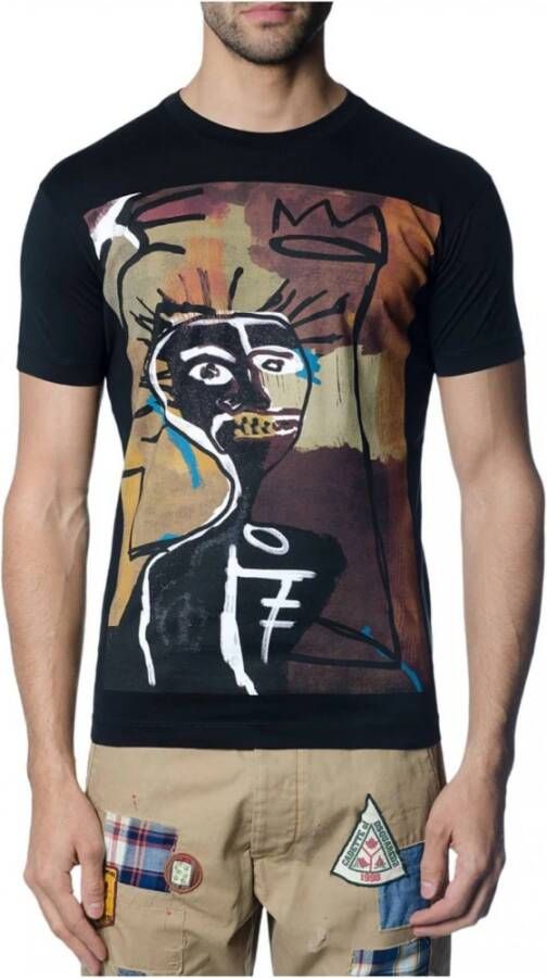 Dsquared2 Katoenen Print Afrika T-Shirt Stijlvolle Herentop Black Heren