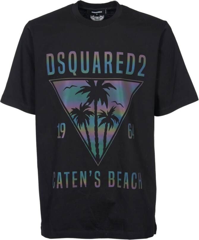 Dsquared2 Grafisch Bedrukt T-Shirt Zwart Black Heren