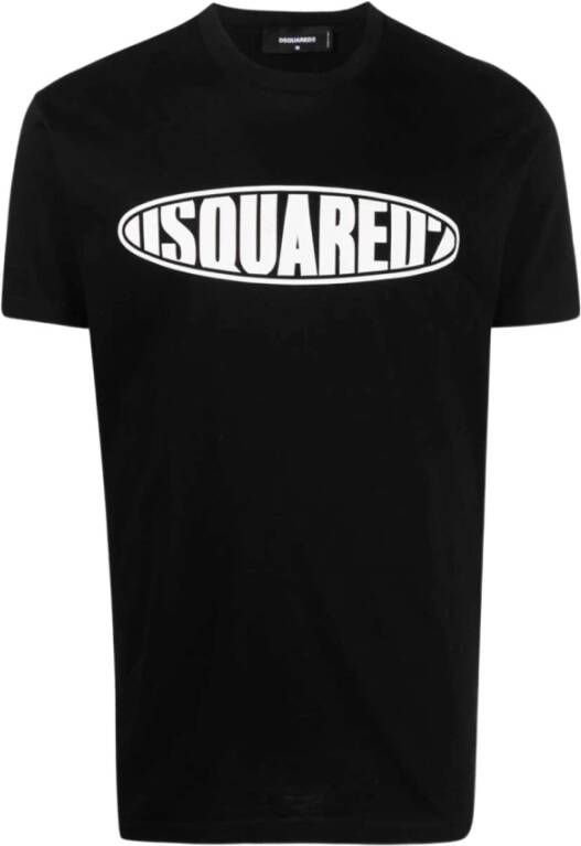 Dsquared2 Katoenen Ronde Hals Korte Mouw T-Shirt met Bedrukt Logo Black Heren