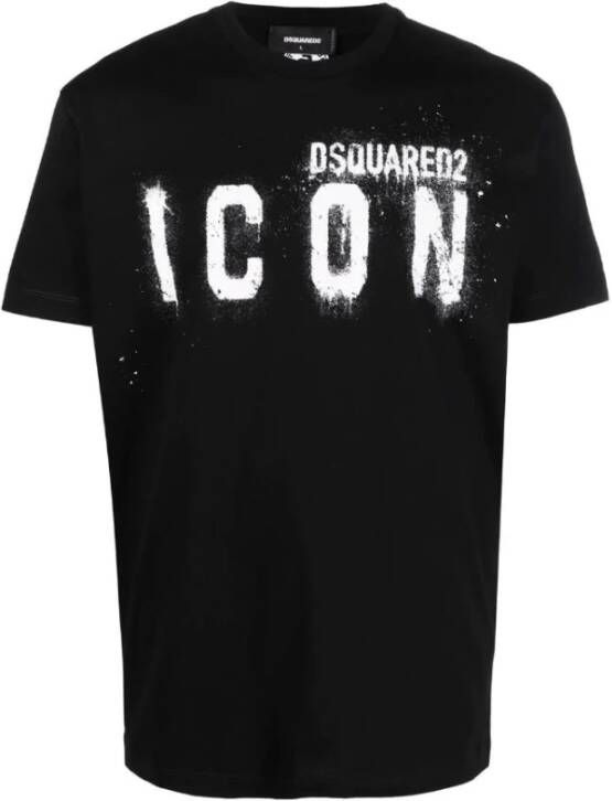 Dsquared2 Zwart Logo Print T-Shirt Black Heren