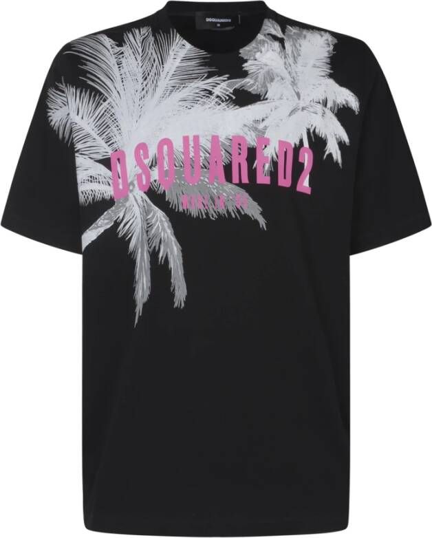 Dsquared2 Oversized T-shirt met grafische Palms print Black Heren