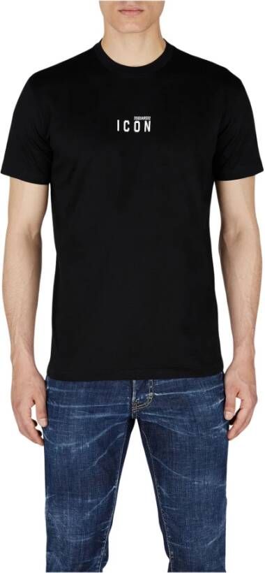 Dsquared2 Zwarte Ribgebreide T-shirts en Polos Black Heren