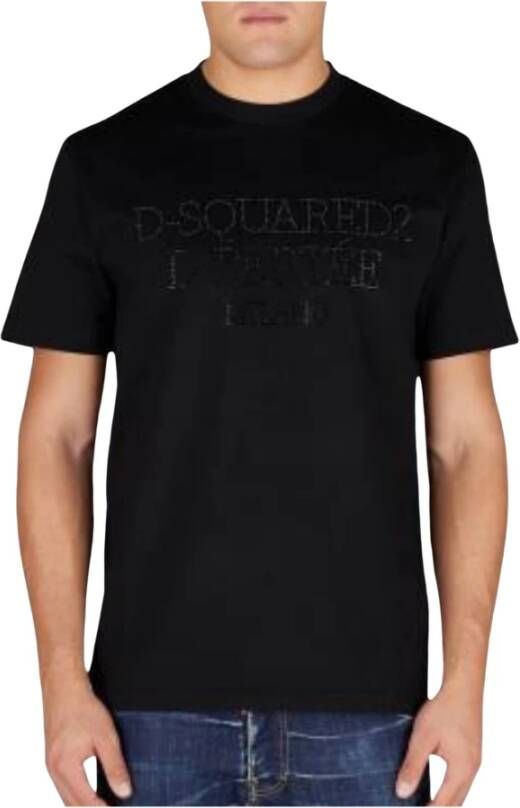 Dsquared2 Zwart Katoenen Rhinestone T-Shirt voor Heren Black Heren