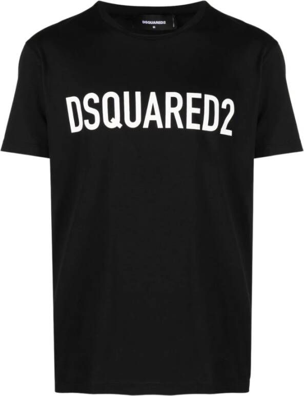 Dsquared2 Opvallend Logo T-shirt Minimalistisch Ontwerp Black Heren
