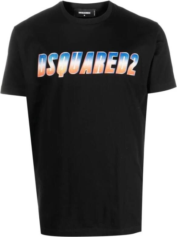 Dsquared2 Glitter-Embellished Logo Print T-Shirt Black Heren
