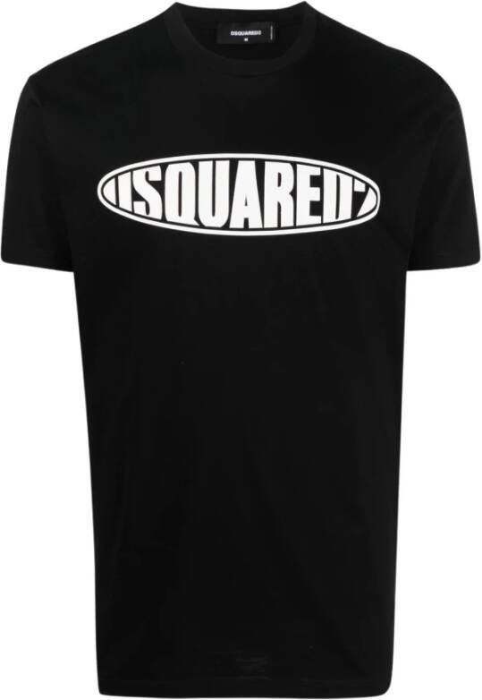 Dsquared2 Katoenen Ronde Hals Korte Mouw T-Shirt met Bedrukt Logo Black Heren