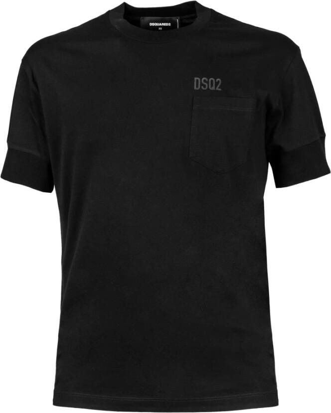 Dsquared2 Zwarte Oversized T-shirt met Geribbelde Kraag Black Heren